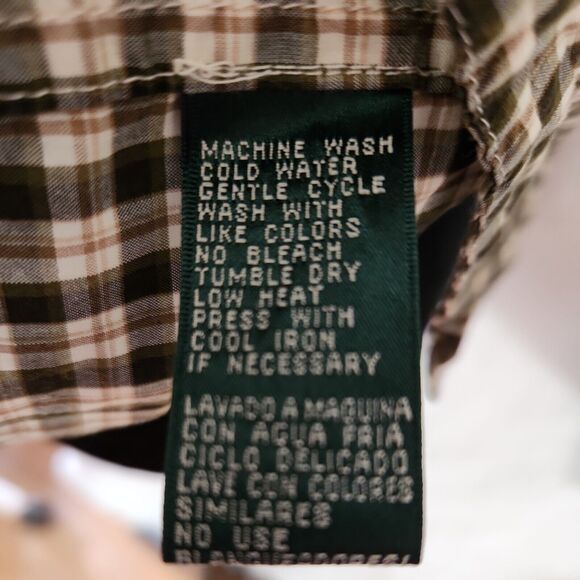 Lauren Ralph Lauren L 100% Cotton Plaid Lightweight Button Down Shirt Fall Color - Picture 12 of 12